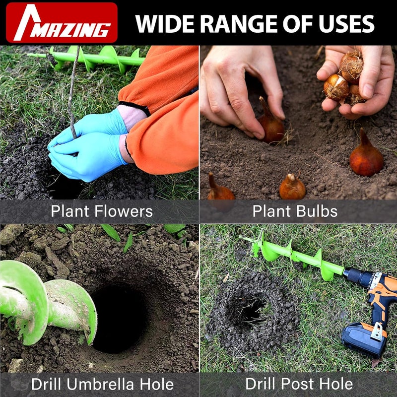 MAZING 16" x 4" Upgraded Spiral Auger Drill Bit for Planting, 2Pc Heavy Duty Garden Auger Bit, Bulb Planter Tool for Post Hole Digger Plant Flower Bedding Digging - Image 5